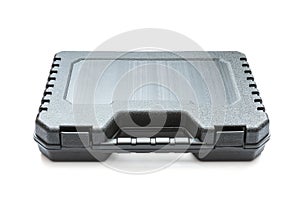 Plastic black tool box isolated on white background with cliping path