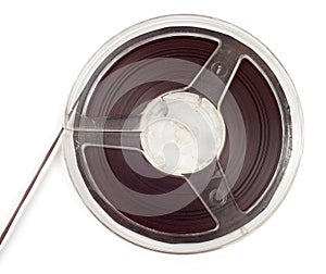 Plastic bobbin with magnetic tape