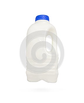 Plastic bottle with blue lid for dairy foods