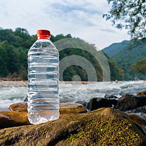 Plastic bottle with clean drinking water