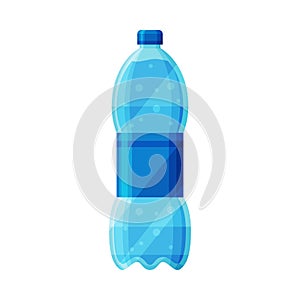 Plastic Bottle with Clean Purified Water Vector Illustration on White Background