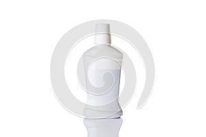 Plastic bottle. Clear water shampoo blank cap isolated on white. Mineral cosmetic soap spray on transparent background.