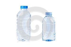 Plastic bottle colored screw caps for recycle waste on white background, container water lid