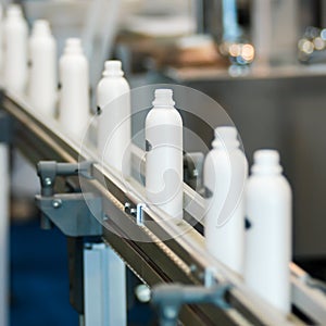 Plastic bottle on the conveyor