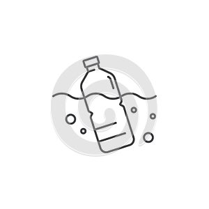 Plastic bottle floating in the sea vector icon symbol sign isolated on white background