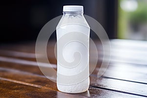 a plastic bottle full of sugar to represent a sodas sugar content