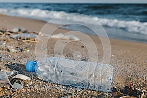 Plastic bottle garbage on the beach