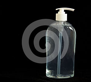 Plastic Bottle of hand sanitizer, antimicrobial liquid gel, germ prevention or antibacterial hygiene