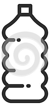 Plastic bottle liquid container black line icon