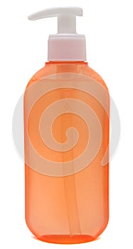 Plastic Bottle with liquid soap on white photo
