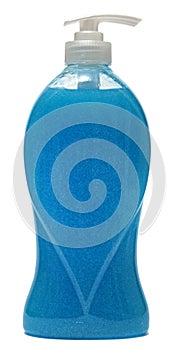 Plastic Bottle with liquid soap on white background. shampoo photo