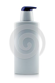 Plastic bottle lotion on white background