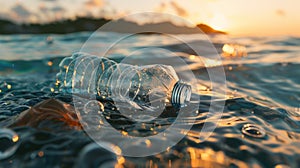 The plastic bottle in ocean.AI generated image