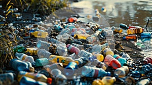 The Plastic Bottle Pollution.AI generated image