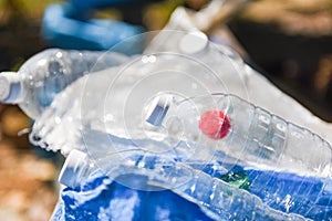 Plastic bottle pollution environment - Recycle waste management concept