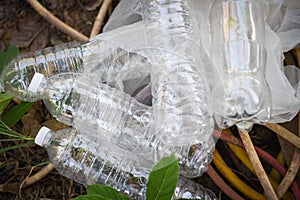 Plastic bottle pollution environment - Recycle waste management concept