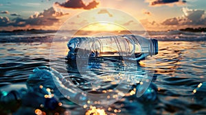 The plastic bottle pollution in ocean.AI generated image