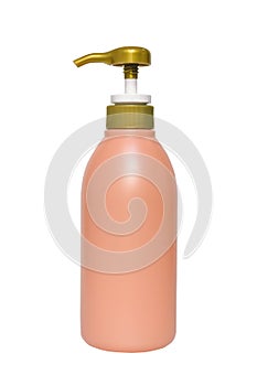 Plastic bottle pump head color pink isolate