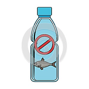 plastic bottle recycle with denied symbol and fish photo