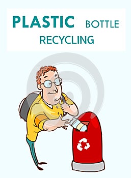 Plastic bottle recycling process vector illustration.