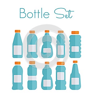 Plastic bottle set - flat icons