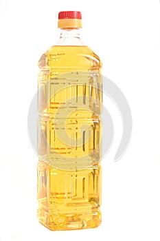 A plastic bottle with sunflower oil