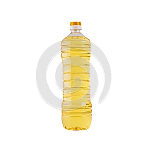 plastic bottle with sunflower oil isolated on a white background