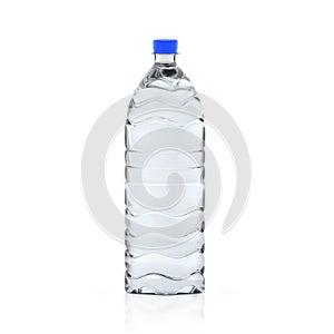 Plastic bottle with water on white background