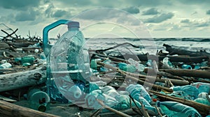The plastic bottle pollution.AI generated image
