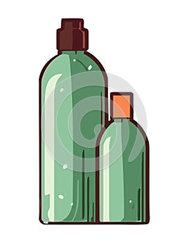 plastic bottles, a pharmacy and liquid medicine