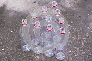 Plastic bottles recycle background concept