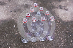 Plastic bottles recycle background concept