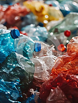 Plastic bottles for recycling, close-up. Recycling concept