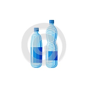 Plastic bottles set on white background.