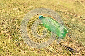 Plastic bottles spoil and pollute the ecological state of nature.