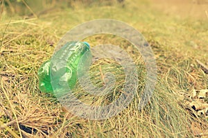 Plastic bottles spoil and pollute the ecological state of nature.