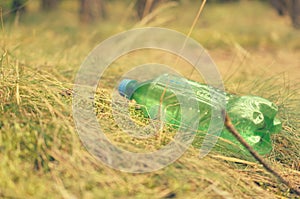 Plastic bottles spoil and pollute the ecological state of nature.