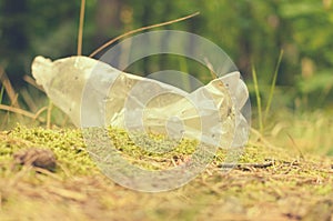 Plastic bottles spoil and pollute the ecological state of nature.