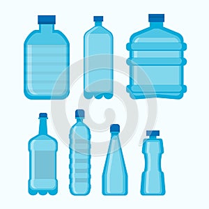 Plastic bottles vector isolated icons set