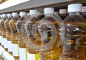 Plastic bottles of a vegetable oil
