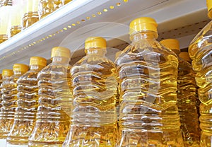 Plastic bottles of a vegetable oil