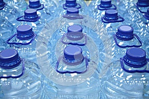 Plastic bottles of water