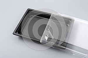 Plastic box with transparent cover for food