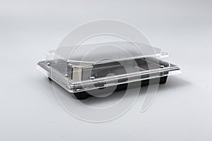 Plastic box with transparent cover for food