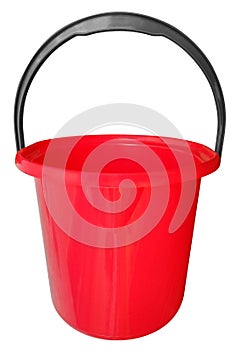 Plastic bucket isolated - red