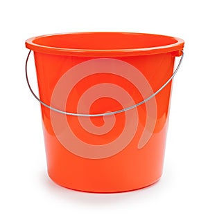 Plastic bucket on a white background