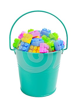 Plastic Building blocks - plastic construction in bucket colorfu