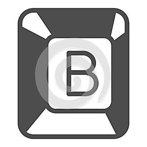 Plastic button with B letter solid icon, cyber monday concept. Vector graphics. Keyboard button, cap sign on white