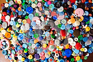 Plastic buttons, Colorful buttons background, Buttons close up, Buttons background