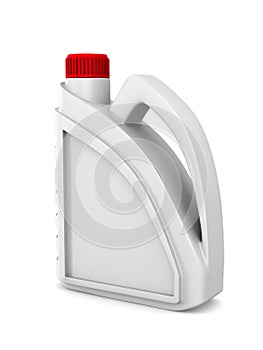 Plastic canister motor oil on white background. Isolated 3D illustration